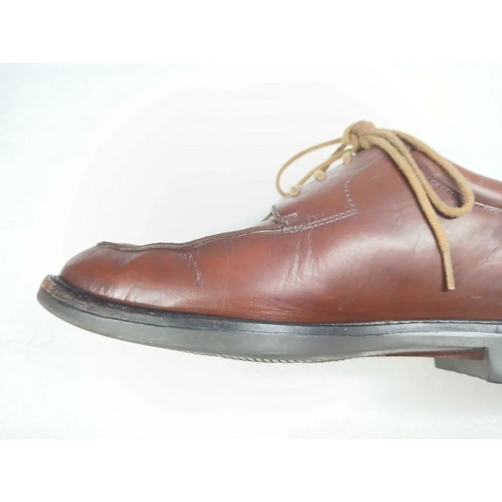 Johnston & Murphy Brown Leather Derby 9.5W Cognac Lace Up Dress Shoes